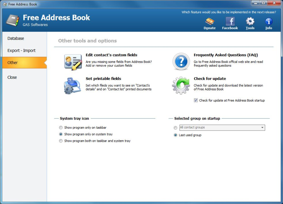 screenshot of Free Address Book